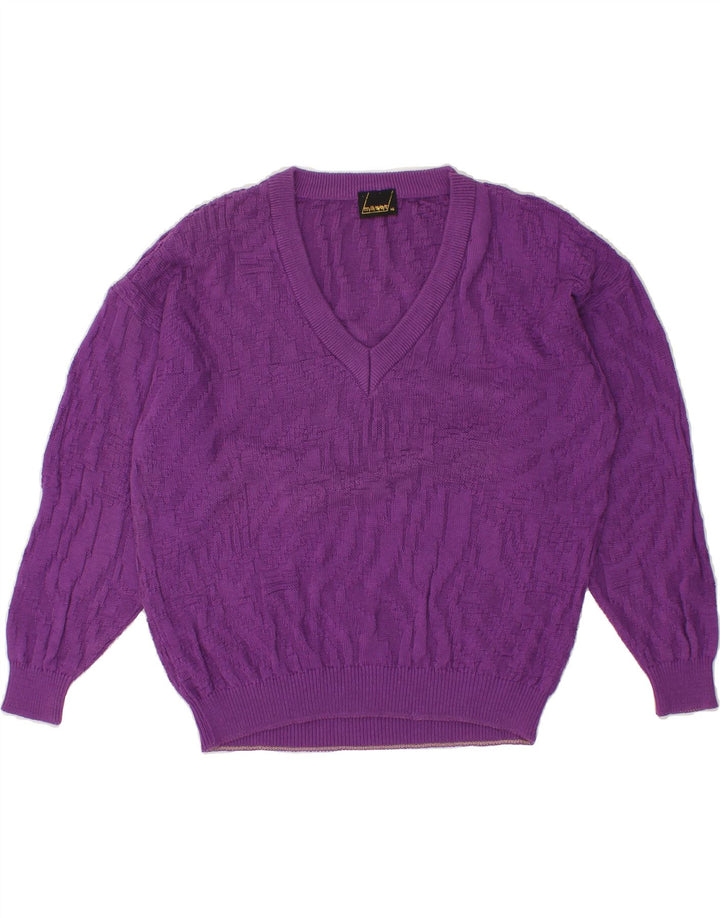 VINTAGE Womens V-Neck Jumper Sweater EU 40 Medium Purple Vintage Vintage and Second-Hand Vintage from Messina Hembry 