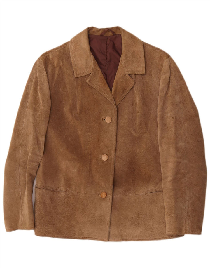 Vintage γυναικείο σουέτ σακάκι με 3 κουμπιά UK 16 Large Beige