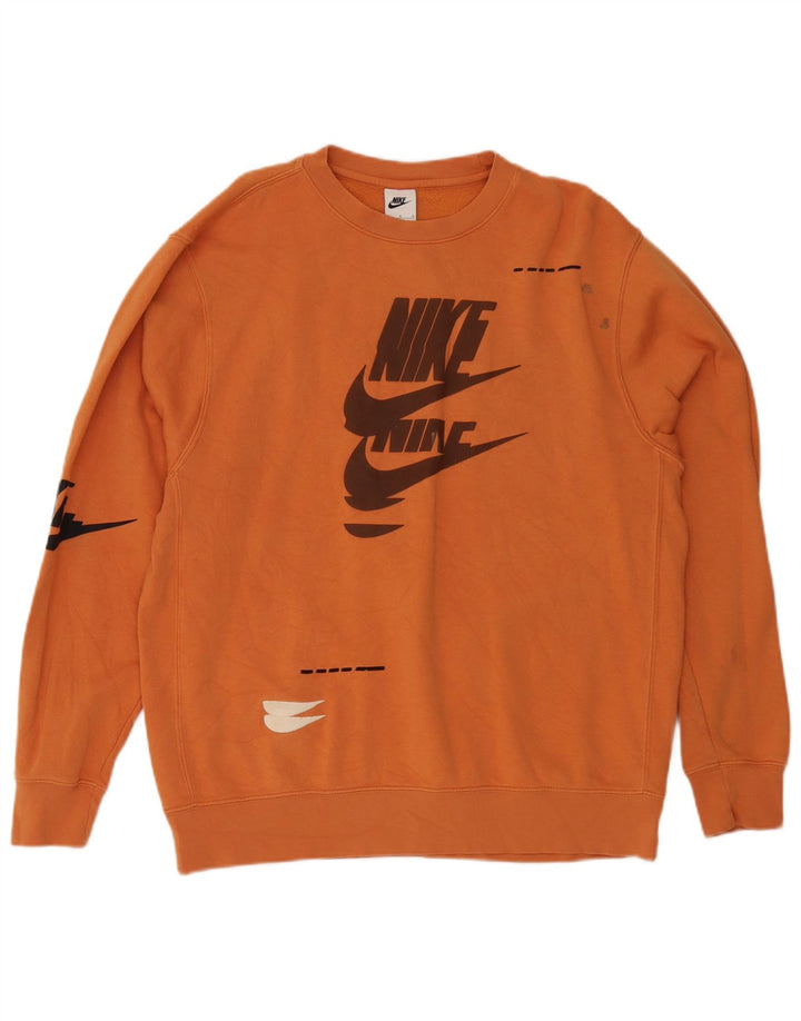 Ανδρικό γραφικό φούτερ Nike Jumper, μεγάλο πορτοκαλί βαμβακερό
