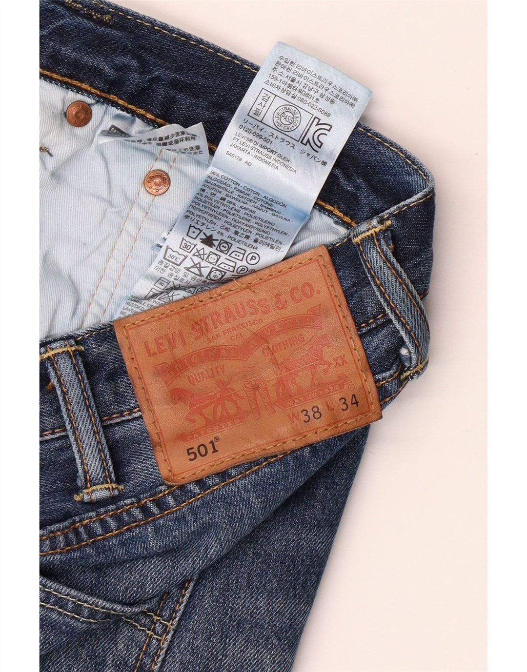LEVI'S Ανδρικό τζιν 501 ίσιο W38 L34 Μπλε βαμβακερό
