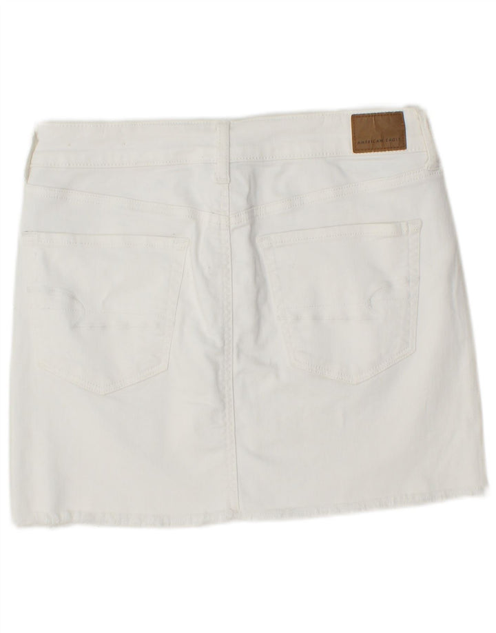 Γυναικεία μίνι τζιν φούστα AMERICAN EAGLE UK 14 Medium W30 Λευκό βαμβακερό