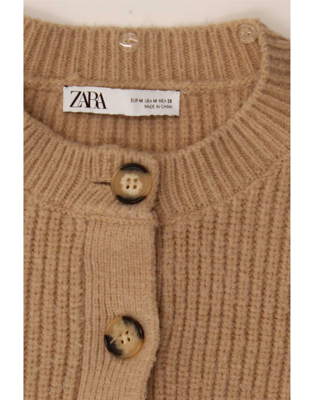 Zara Γυναικείο Ζακέτα Crop UK 12 Medium Beige