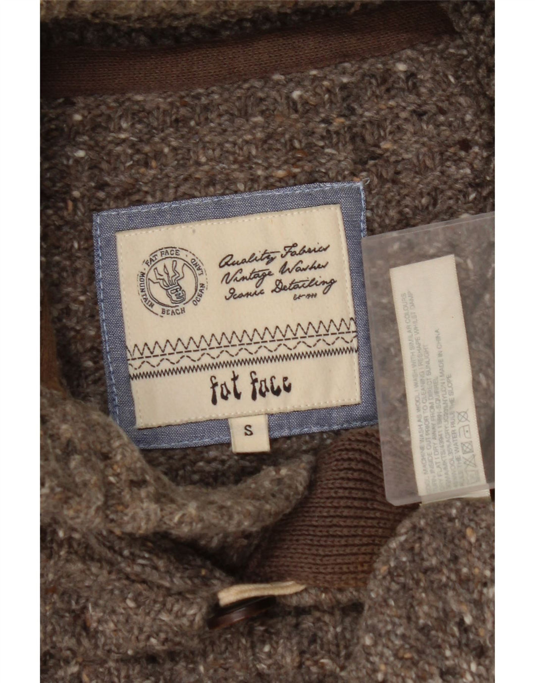 FAT FACE Ανδρικό πουλόβερ με λαιμό με κουμπιά από μαλλί με μικρούς γκρι