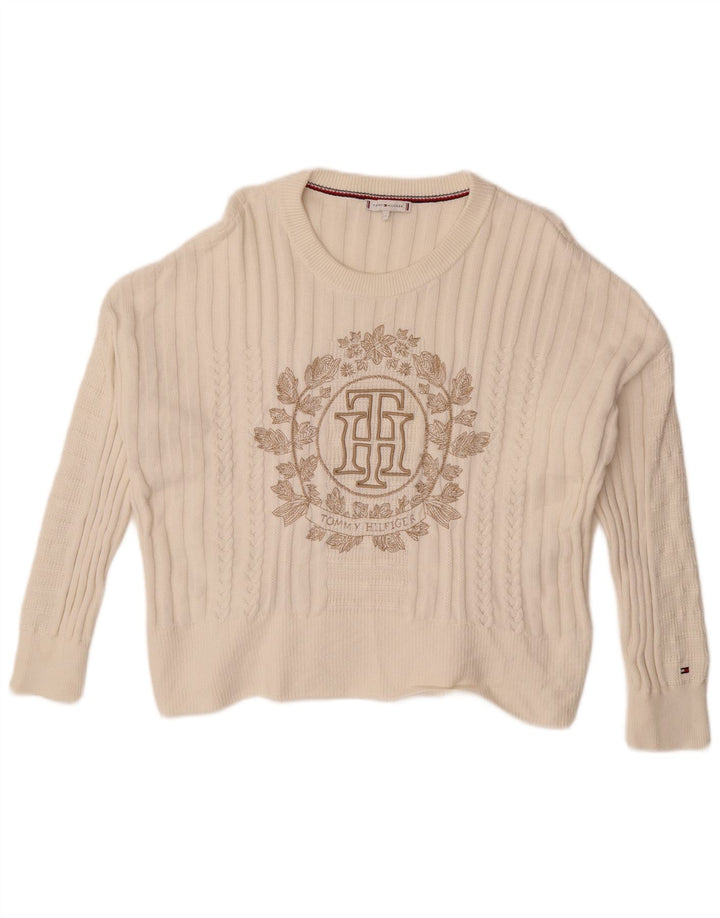 Γυναικείο πουλόβερ Tommy Hilfiger Graphic Crew Neck Jumper UK 14 Medium White