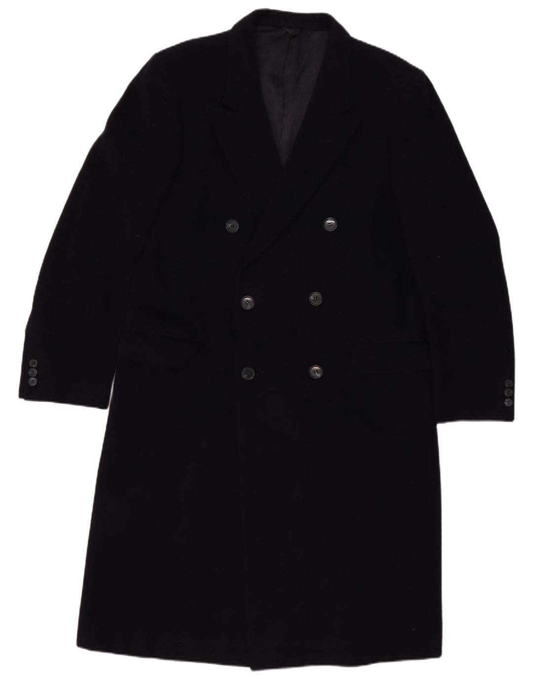 Sespi Ανδρικό παλτό με διπλό στήθος UK 38 Medium Navy Blue Virgin Wool