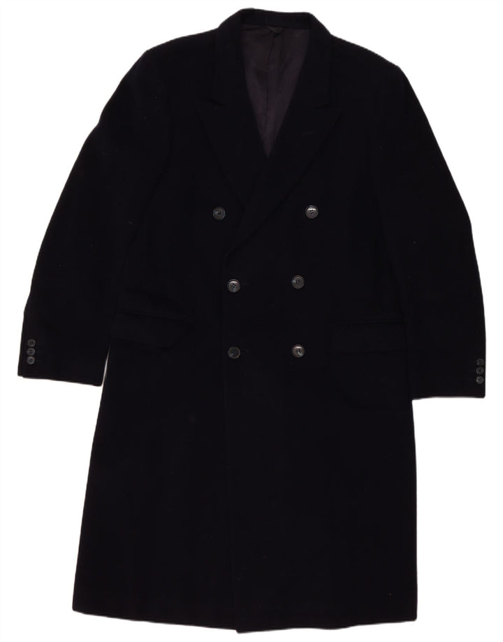 Sespi Ανδρικό παλτό με διπλό στήθος UK 38 Medium Navy Blue Virgin Wool