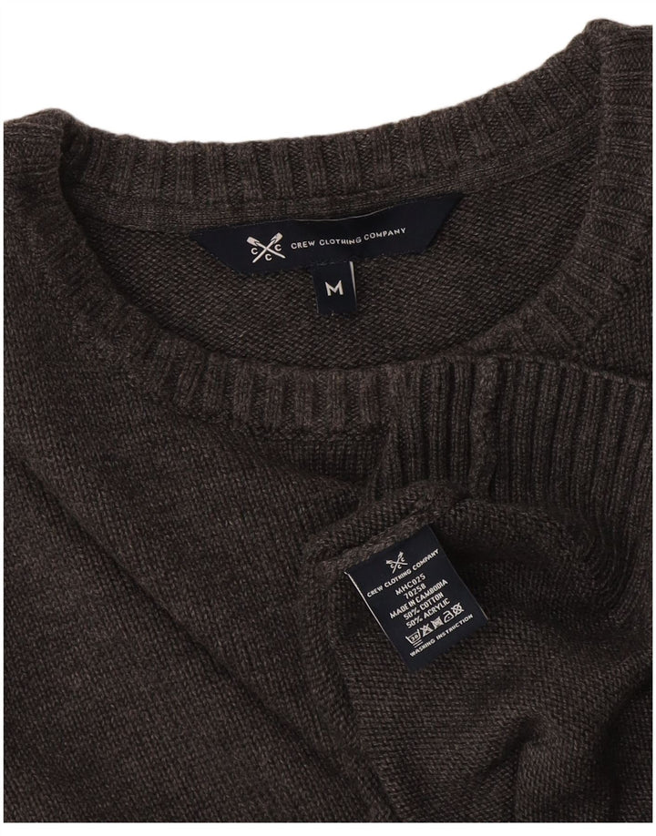 Ανδρικό πουλόβερ με λαιμόκοψη Crew Clothing, Μεσαίο γκρι βαμβακερό