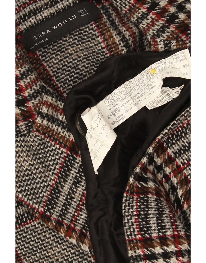 Zara Γυναικείο Oversized Πανωφόρι UK 10 Small Grey Plaid Viscose
