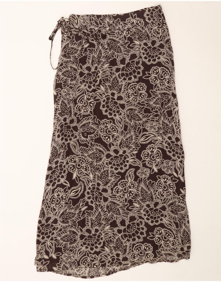 EAST Womens Maxi Skirt UK 12 Medium W30 Brown Floral Vintage East and Second-Hand East from Messina Hembry 