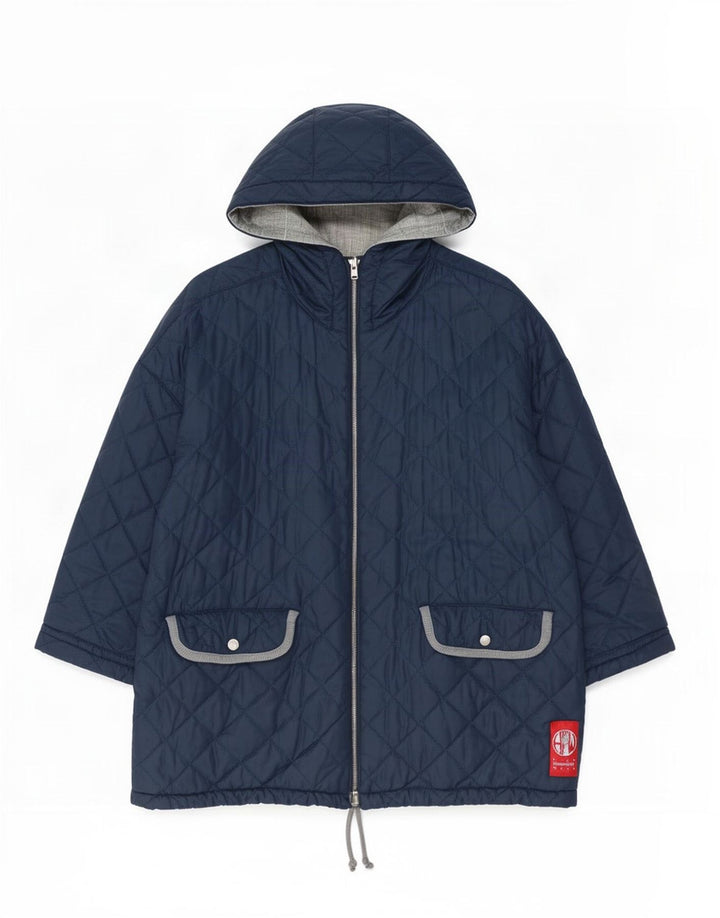 Belfe & Womens Oversized Reversible καπιτονέ μπουφάν UK 14 Medium Navy Blue