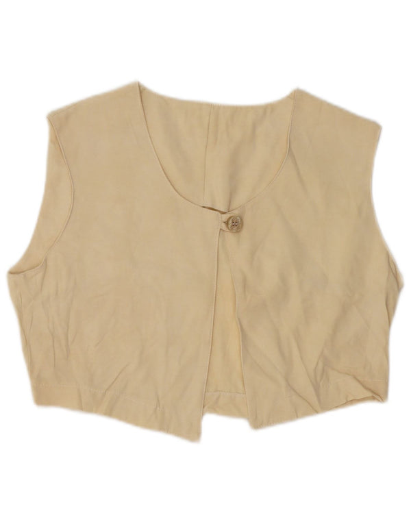 Vintage γυναικείο αμάνικο μπολερό τοπ UK 14 Medium Yellow Cupro