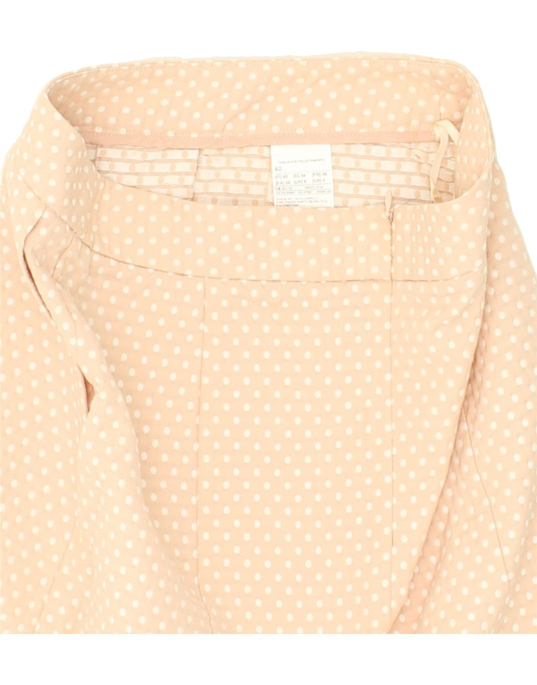 BENETTON Womens Mini Skirt UK 8 Small W28  Beige Polka Dot Polyester Vintage Benetton and Second-Hand Benetton from Messina Hembry 