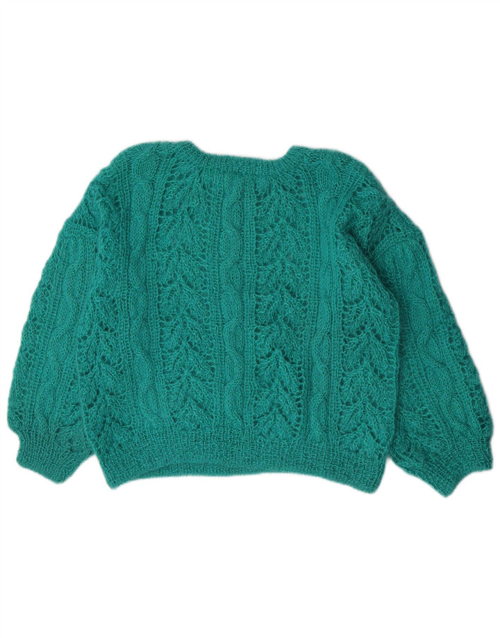 Vintage γυναικείο πουλόβερ με λαιμόκοψη UK 14 Medium Green