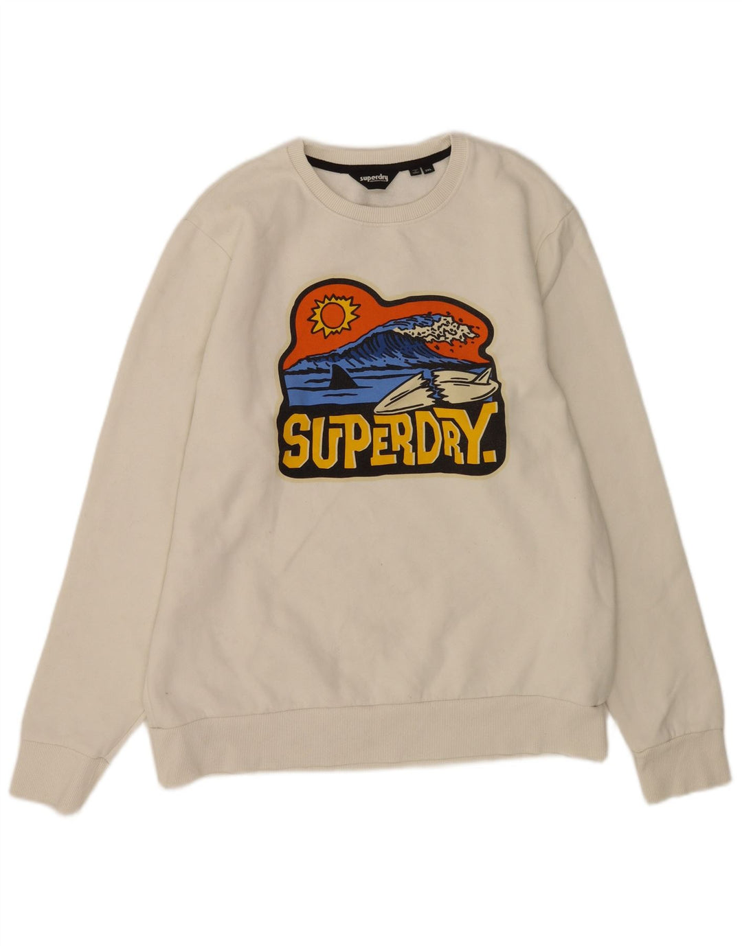 Ανδρικό γραφικό φούτερ Superdry Jumper 2XL Λευκό βαμβακερό