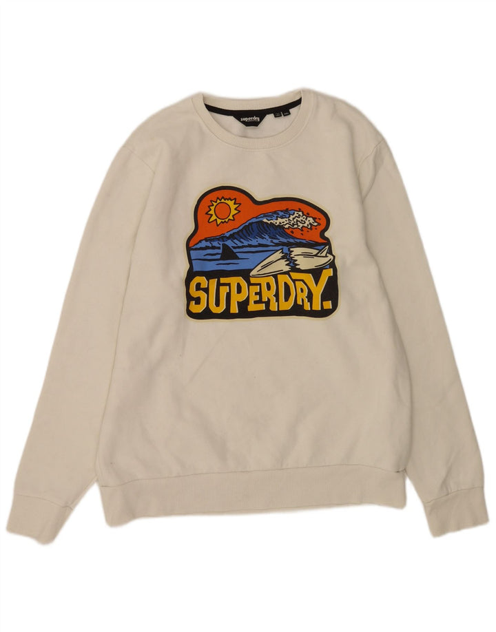 Ανδρικό γραφικό φούτερ Superdry Jumper 2XL Λευκό βαμβακερό