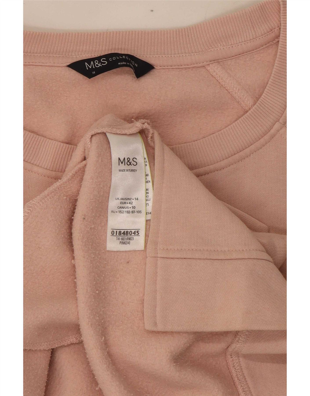Marks & Spencer Γυναικεία Φούτερ Jumper UK 14 Μεγάλο Ροζ Βαμβακερό