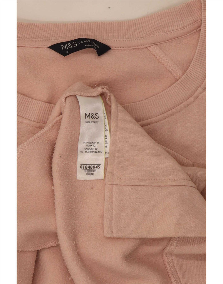 Marks & Spencer Γυναικεία Φούτερ Jumper UK 14 Μεγάλο Ροζ Βαμβακερό