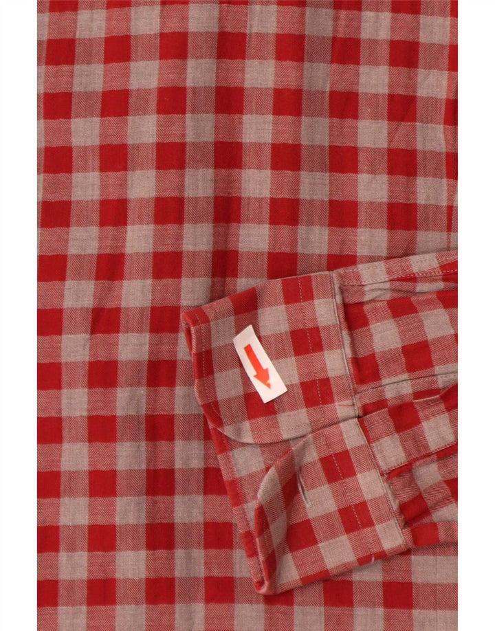 Ανδρικό πουκάμισο Zara Slim Fit Μικρό κόκκινο Gingham βαμβακερό