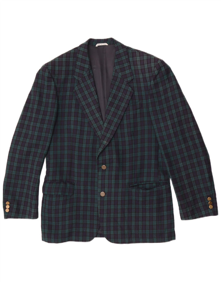 Ανδρικό σακάκι σακάκι Highland 2 κουμπιών IT 50 Large Green Check Wool