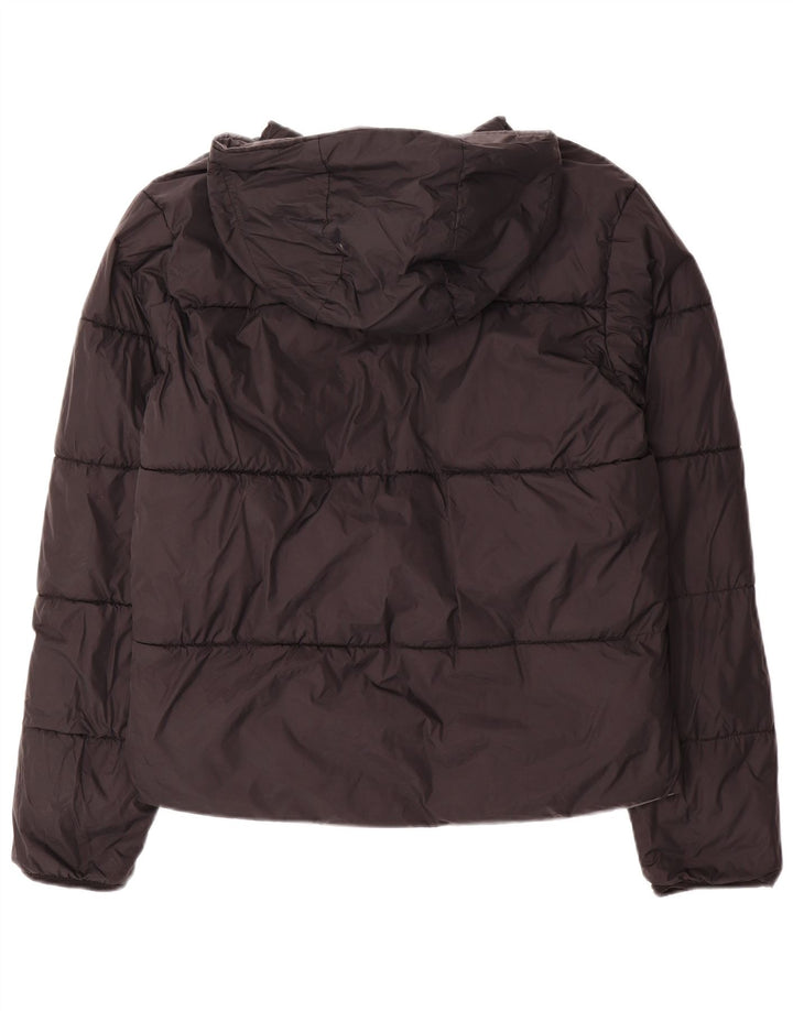 Kappa γυναικείο μπουφάν με κουκούλα με αναστρέψιμη επένδυση UK 14 Medium Grey Nylon