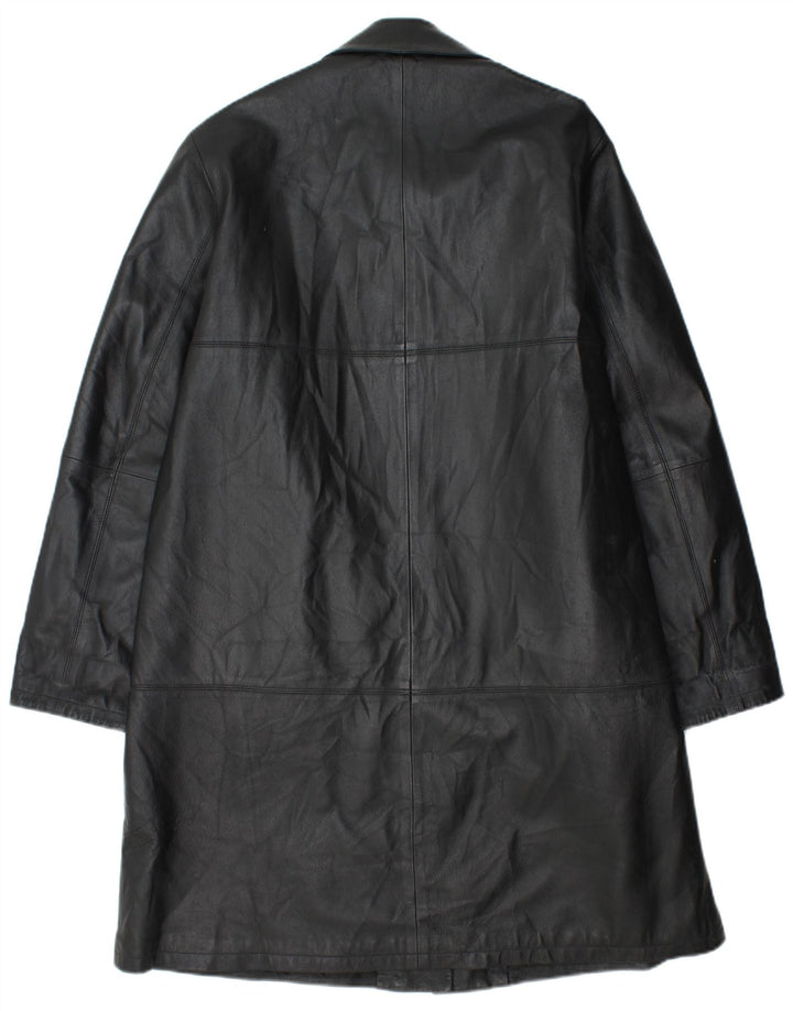 Vintage Γυναικείο Δερμάτινο Παλτό IT 48 XL Μαύρο Δερμάτινο