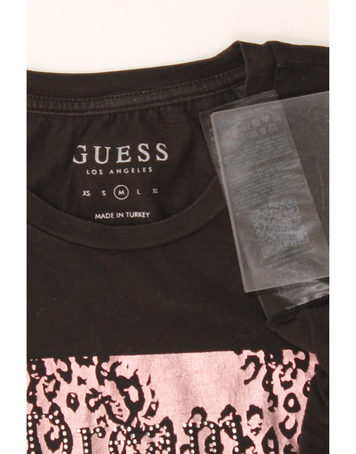 GUESS Γυναικείο T-Shirt Top UK 12 Μεσαίο μαύρο βαμβακερό