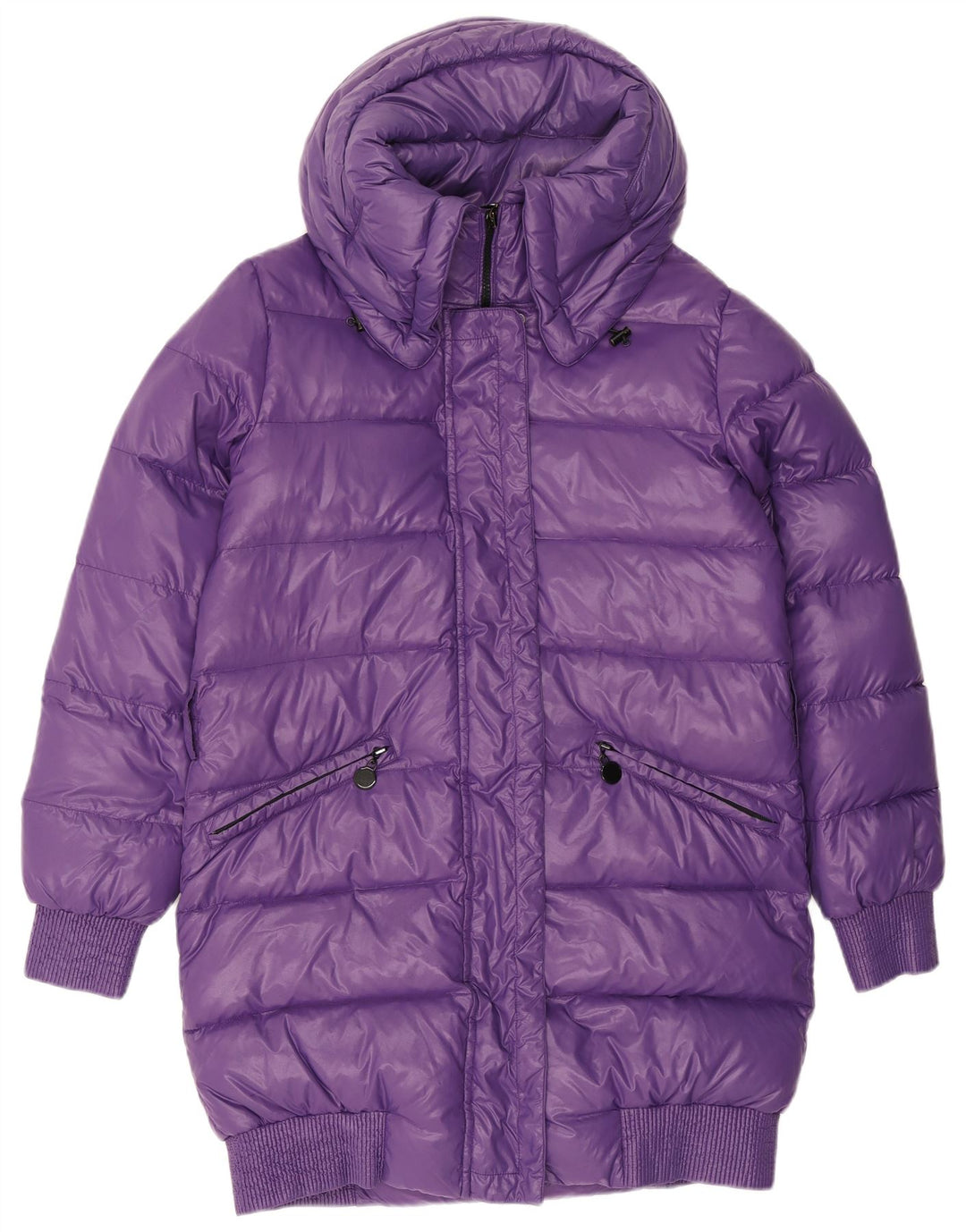 Γυναικείο παλτό Benetton με κουκούλα IT 46 Large Purple Polyester