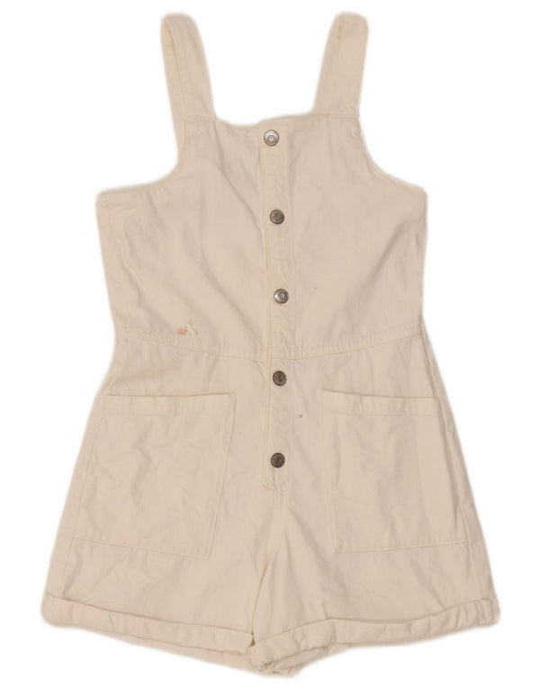 Zara Girls Denim Playsuit 13-14 ετών Λευκό βαμβακερό