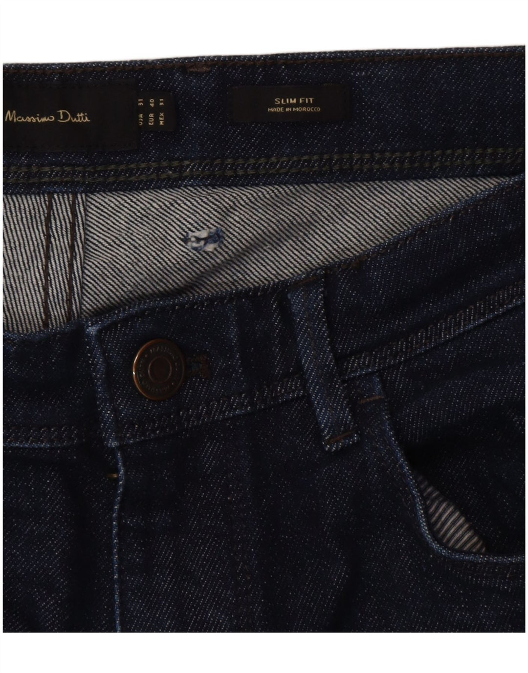 Massimo Dutti Ανδρικό Slim Jeans EU 40 Medium W31 L28 Navy Blue Cotton