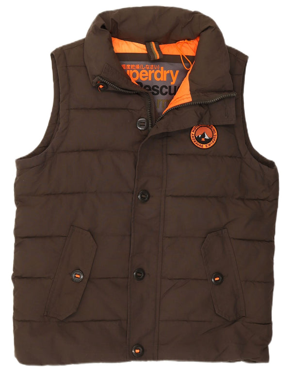 Superdry Mens Padded Gilet UK 40 Large Brown Nylon