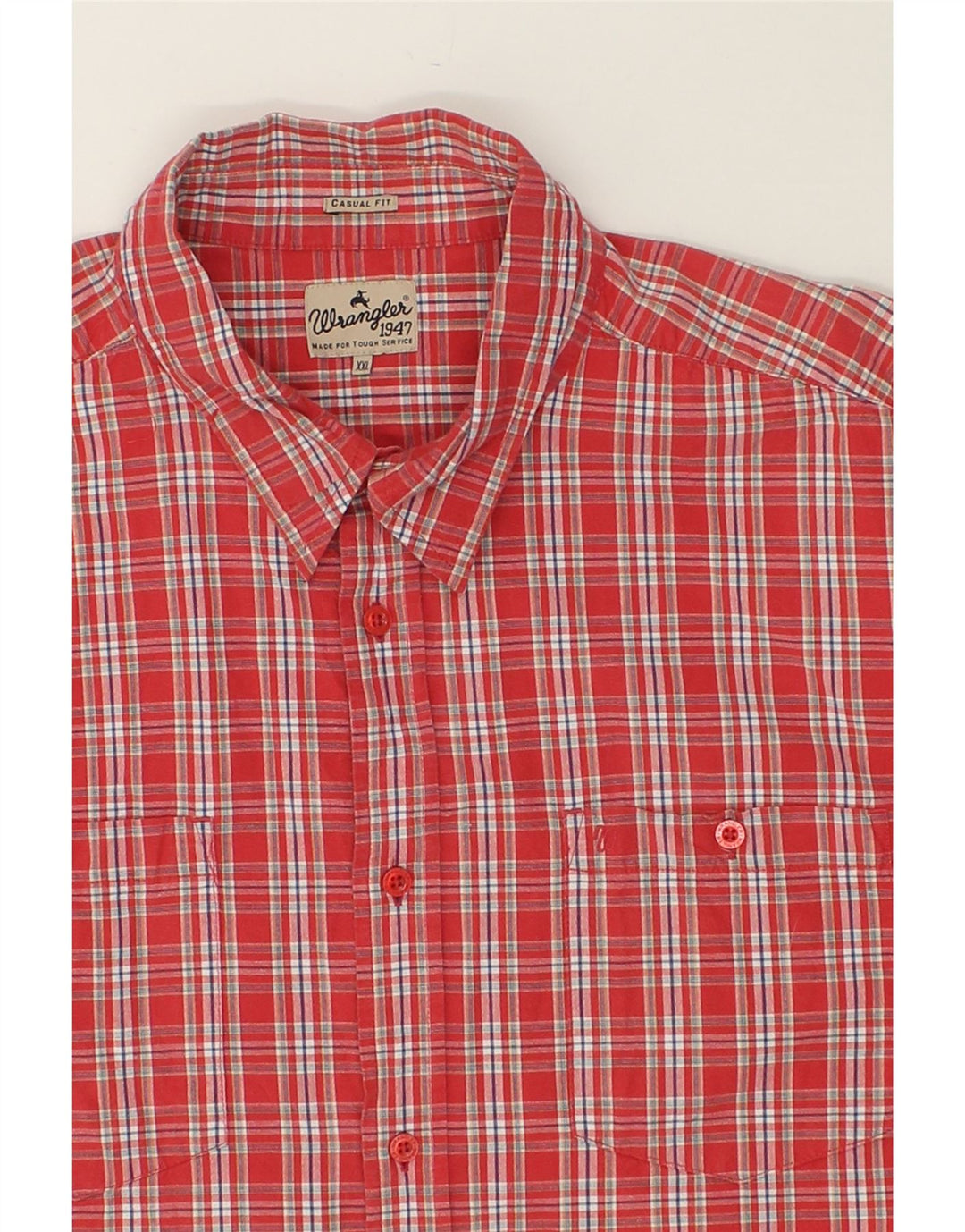 Ανδρικό κοντομάνικο πουκάμισο WRANGLER 2XL Κόκκινο βαμβακερό καρό