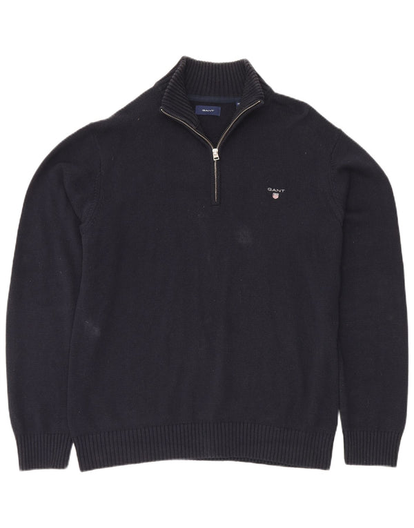 Ανδρικό πουλόβερ με φερμουάρ GANT 2XL, μπλε βαμβακερό