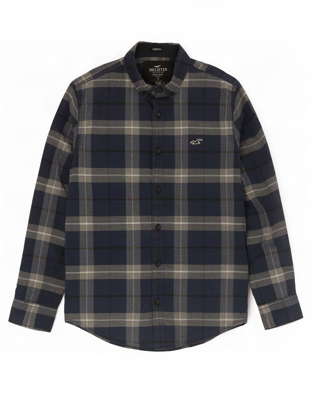 Ανδρικό Stretch Πουκάμισο Hollister Μικρό Navy Blue καρό βαμβακερό