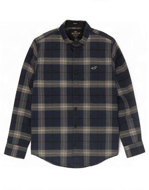 Ανδρικό Stretch Πουκάμισο Hollister Μικρό Navy Blue καρό βαμβακερό