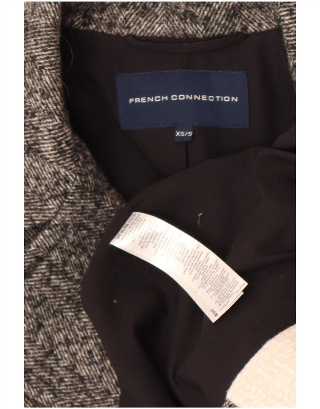 French Connection Γυναικείο παλτό με διπλό στήθος UK 6 XS Grey Colourblock
