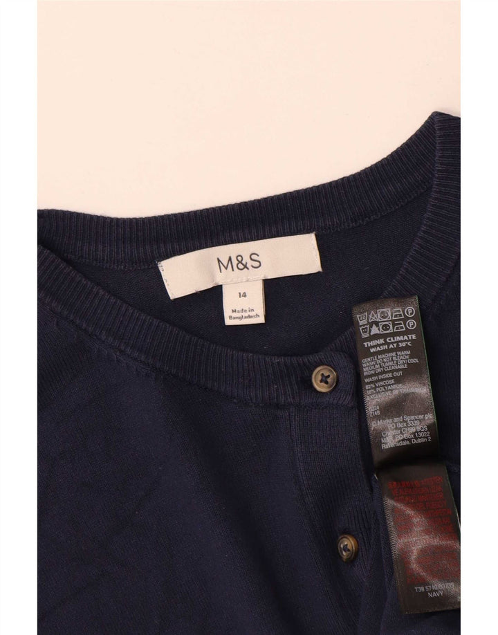 Marks & Spencer Γυναικεία ζακέτα πουλόβερ UK 14 Medium Navy Blue Viscose