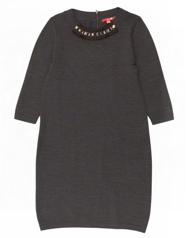 Boden Γυναικείο φόρεμα 3/4 με μανίκια UK 14 Large Grey Wool