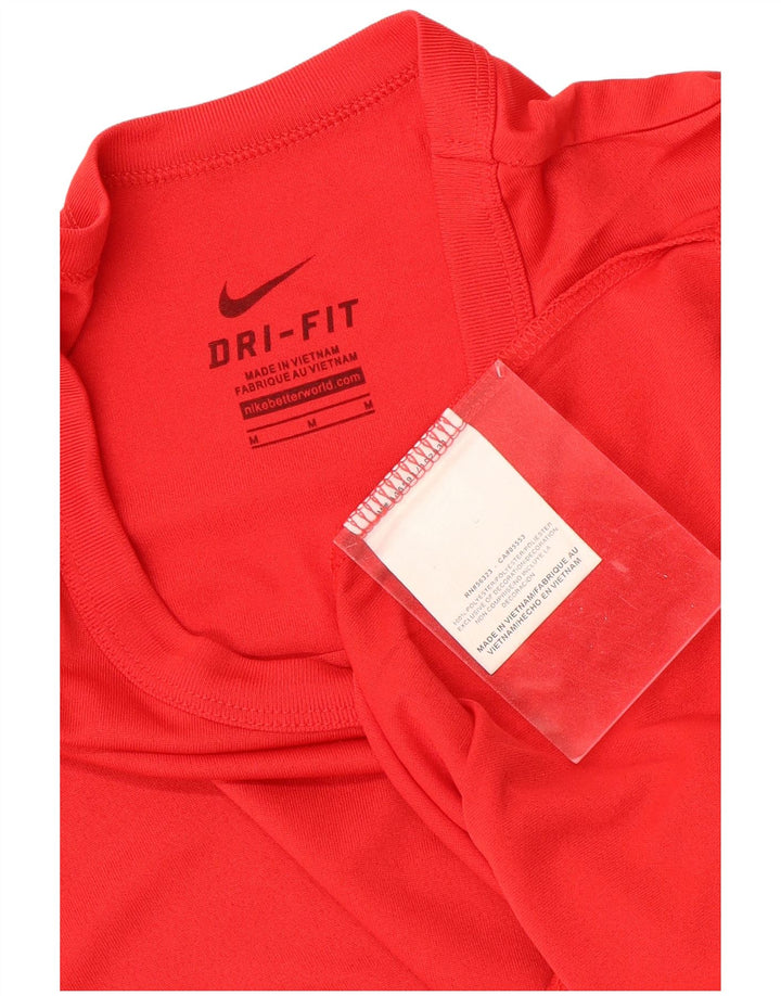 Γυναικείο T-Shirt NIKE Dri Fit Top UK 12 Μεσαίου κόκκινου πολυεστέρα