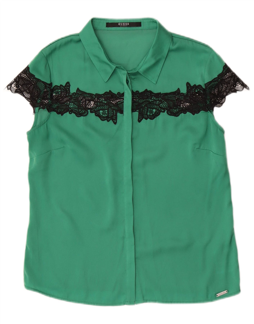 Guess Γυναικεία κοντομάνικη μπλούζα UK 10 Small Green Polyester