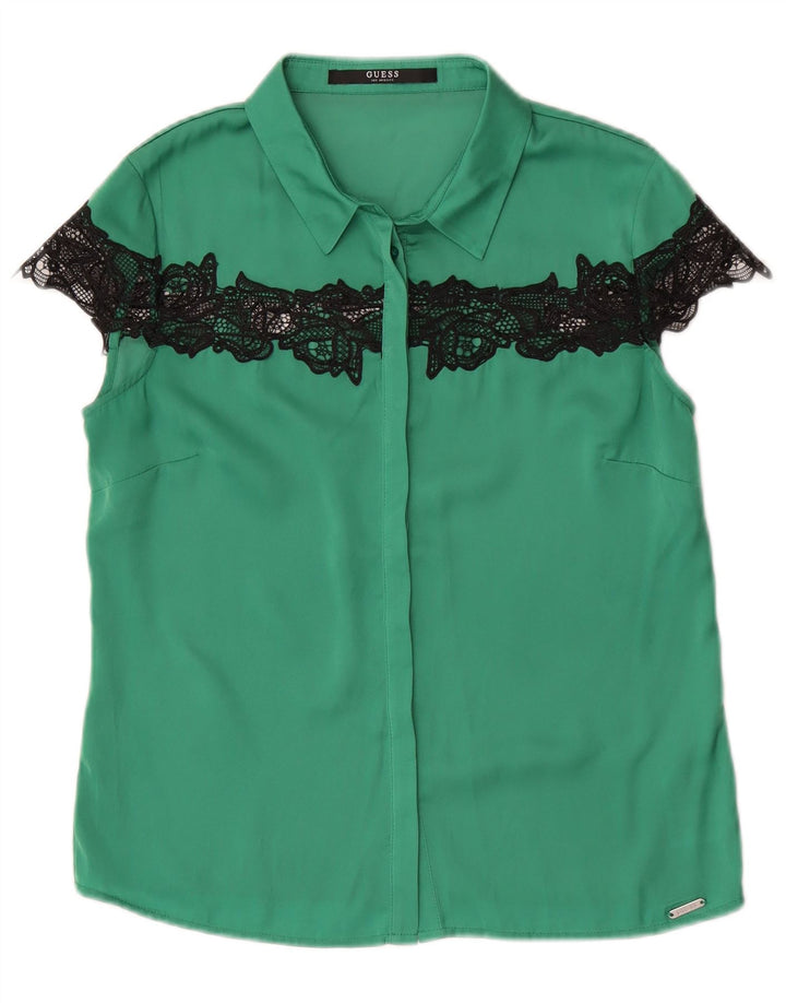 Guess Γυναικεία κοντομάνικη μπλούζα UK 10 Small Green Polyester