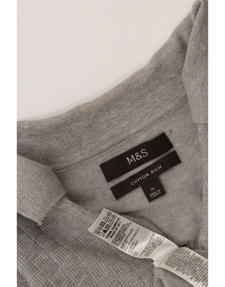 Ανδρικό πουλόβερ με λαιμόκοψη Marks & Spencer XL Γκρι βαμβακερό