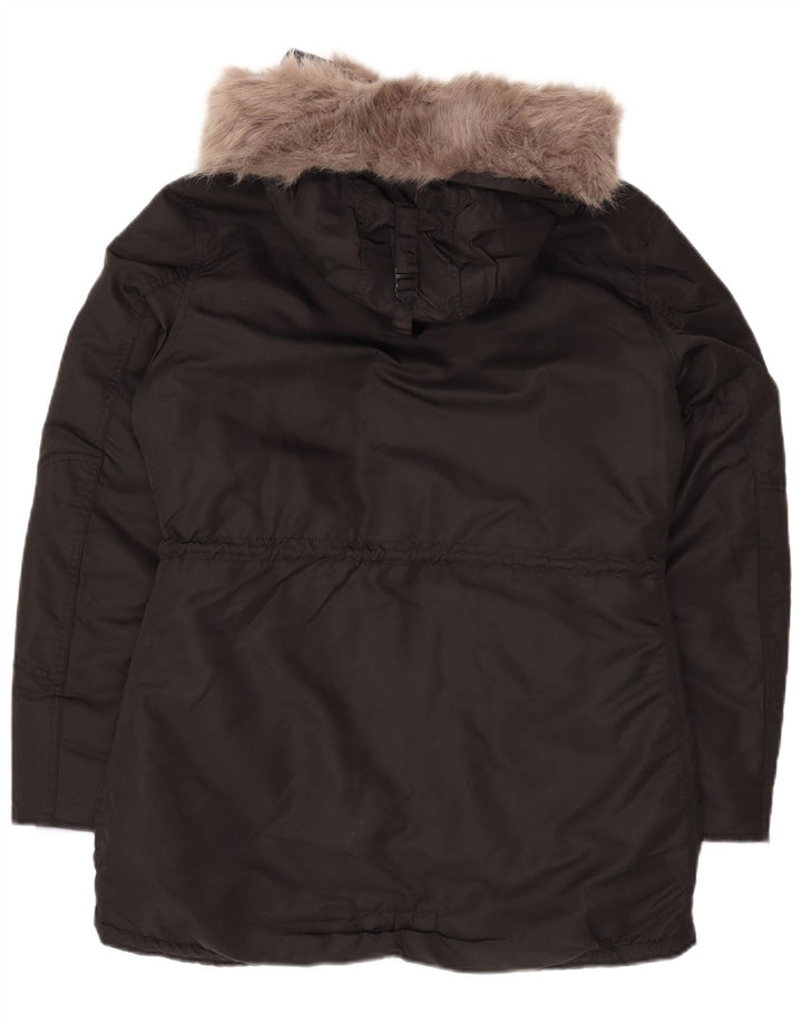Superdry γυναικείο μπουφάν Parka με κουκούλα UK 16 Large Black Nylon Winter