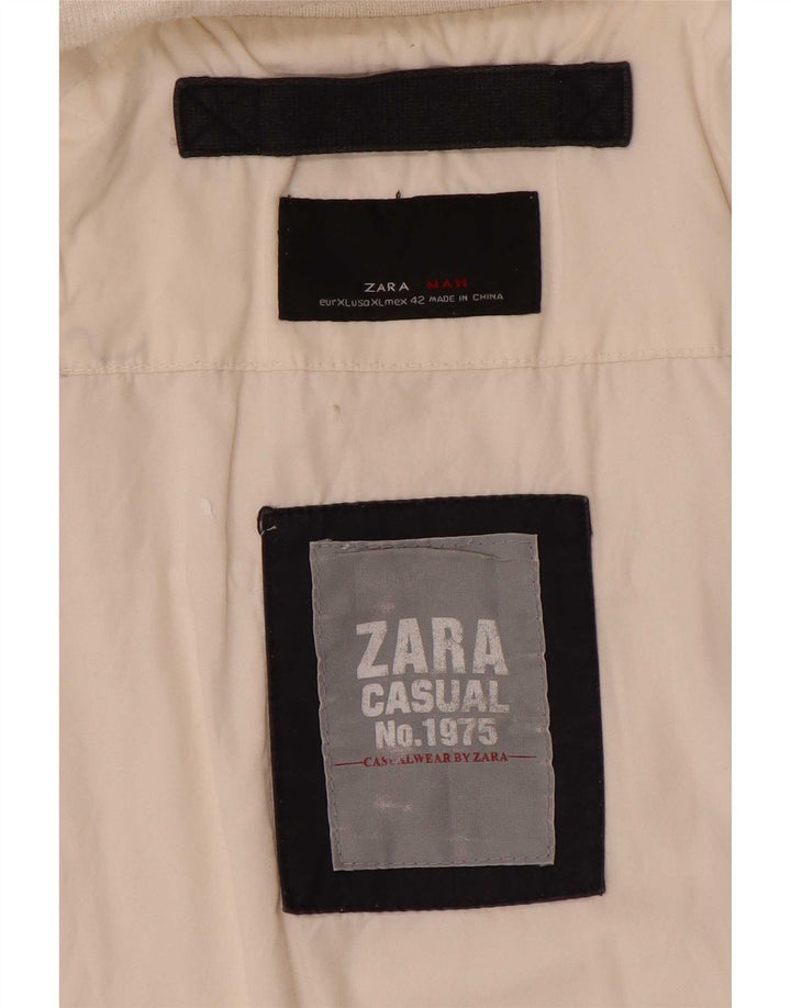 Zara Ανδρικό Bomber Jacket UK 42 XL Λευκό