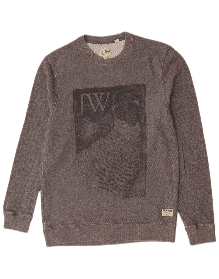 Ανδρικό γραφικό φούτερ Jack Wills, μεσαίο γκρι βαμβακερό