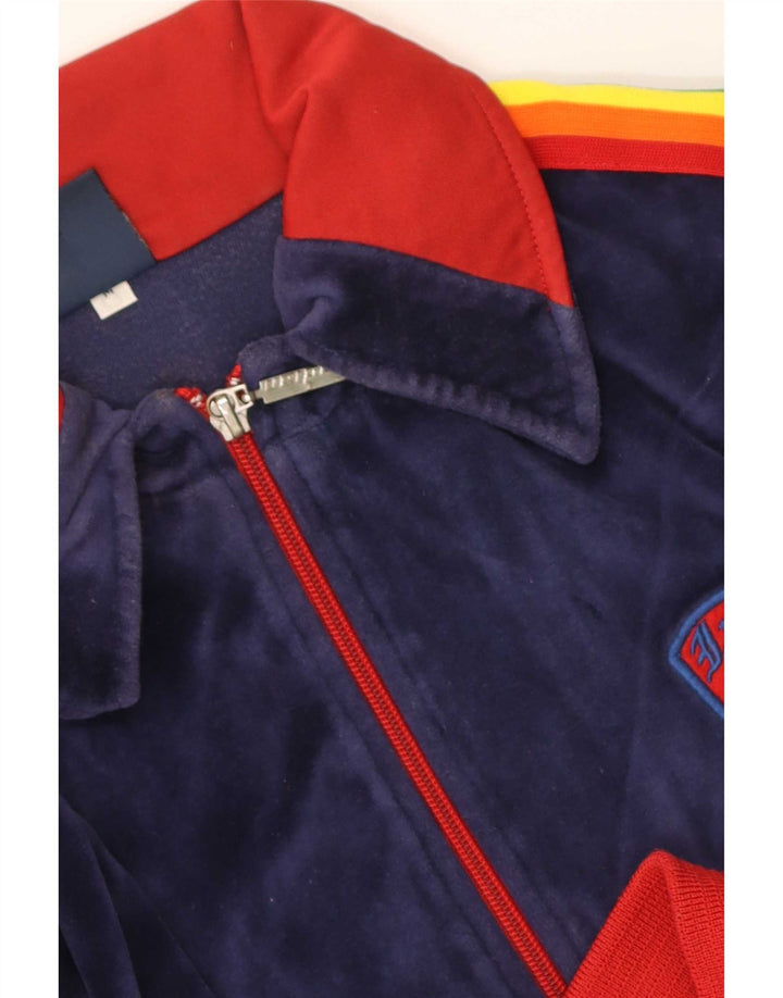 Vintage γυναικεία αθλητική φόρμα Top Jacket UK 14 Medium Navy Blue Colourblock