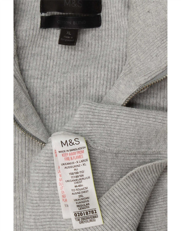 Ανδρικό πουλόβερ με φερμουάρ Marks & Spencer XL Grey Polyester