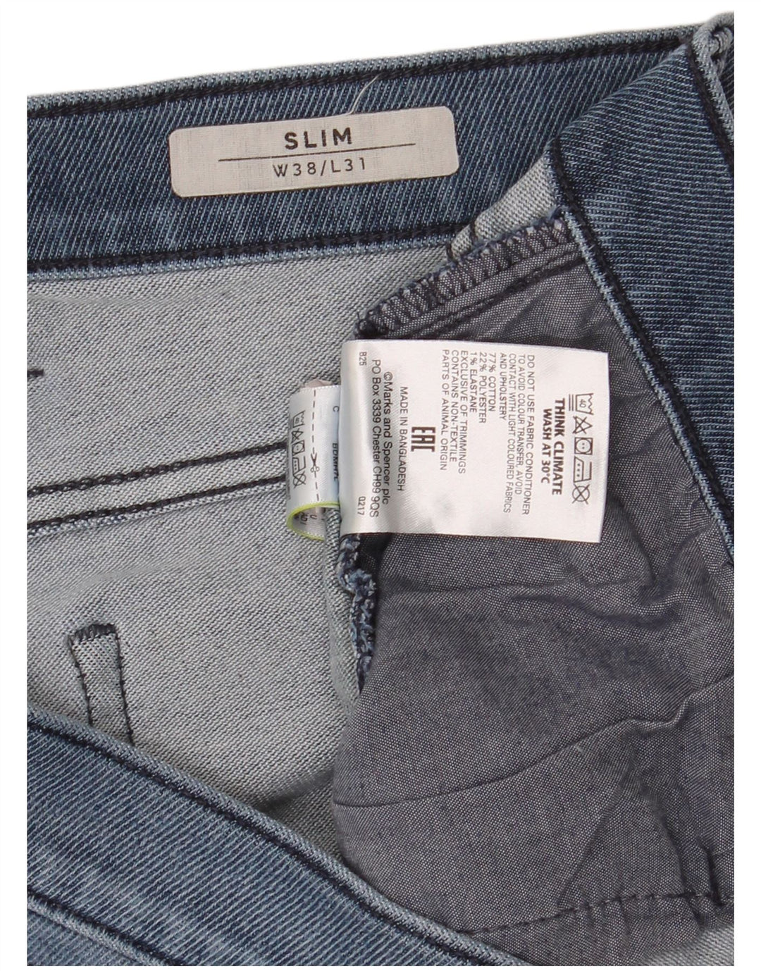 Marks & Spencer Ανδρικό Slim Τζιν W38 L31 Μπλε Βαμβακερό