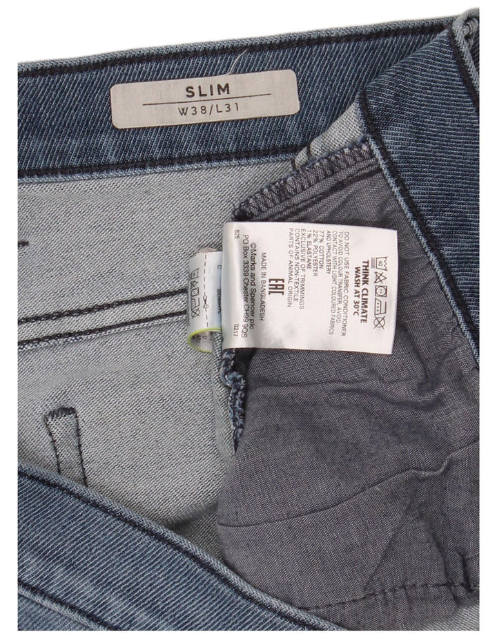 Marks & Spencer Ανδρικό Slim Τζιν W38 L31 Μπλε Βαμβακερό
