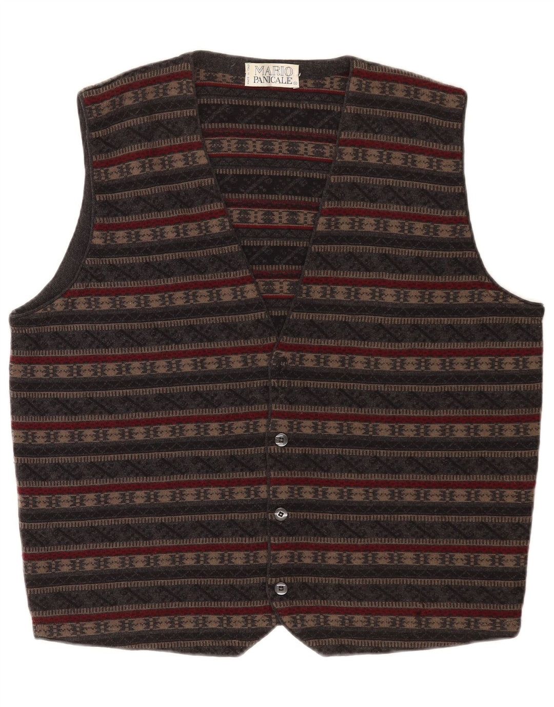 Vintage ανδρικό πλεκτό γιλέκο Medium Grey Fair Isle Virgin Wool