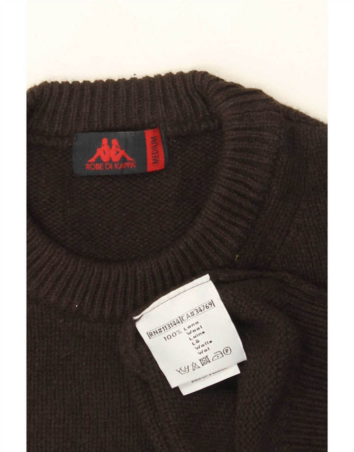 Kappa Mens Crew Neck Jumper Sweater Medium Brown Wool